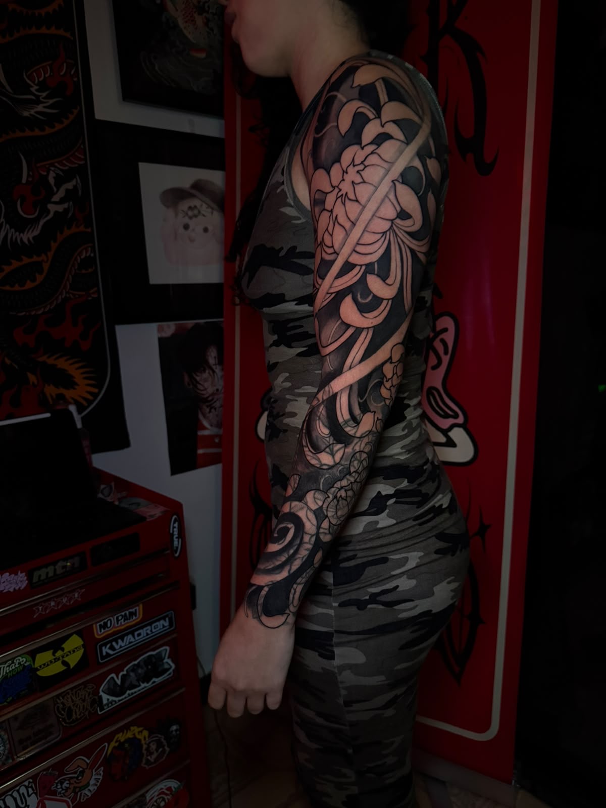 Full sleeve tattoo with scorpion