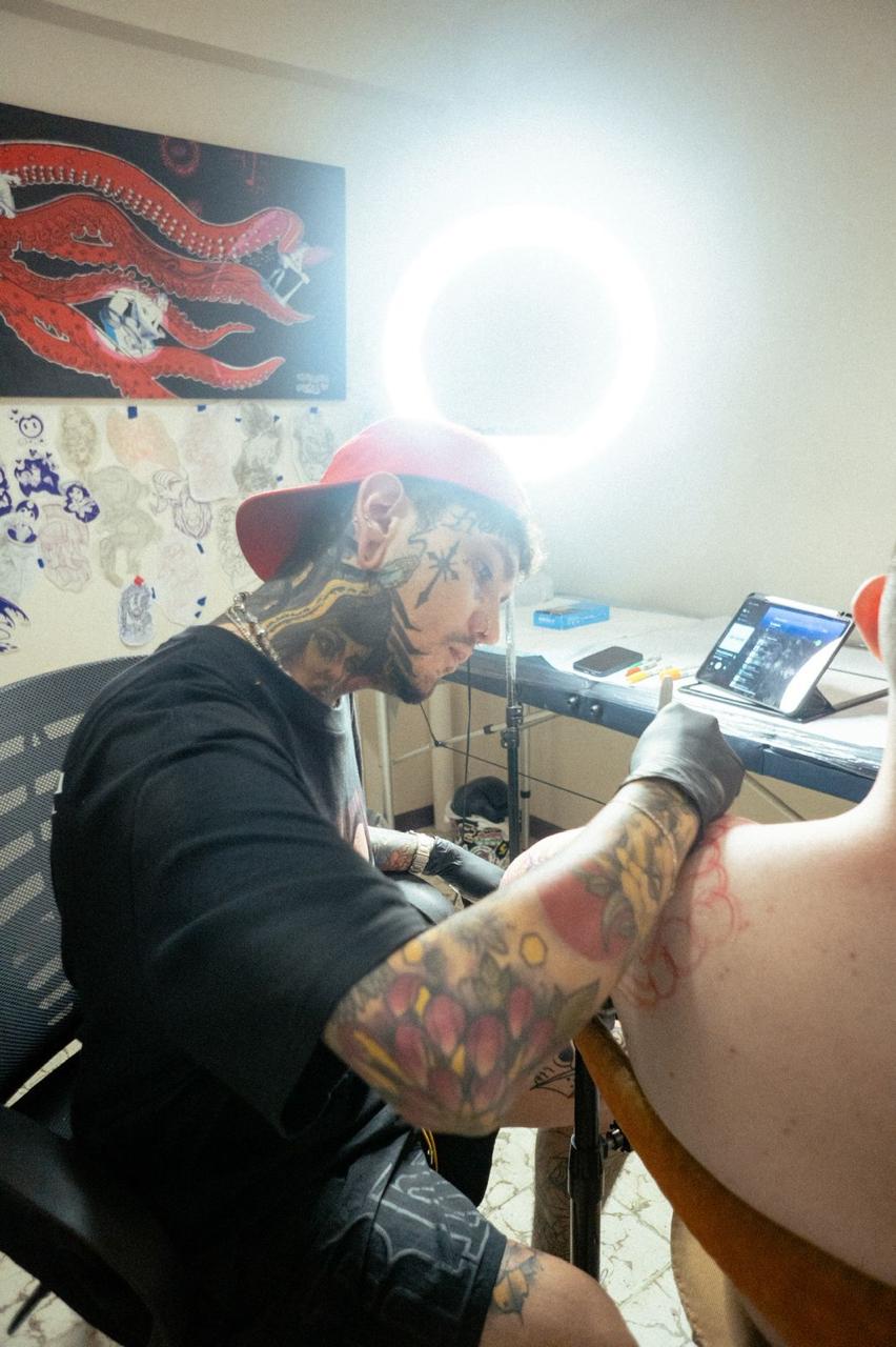 Back piece tattoo in progress