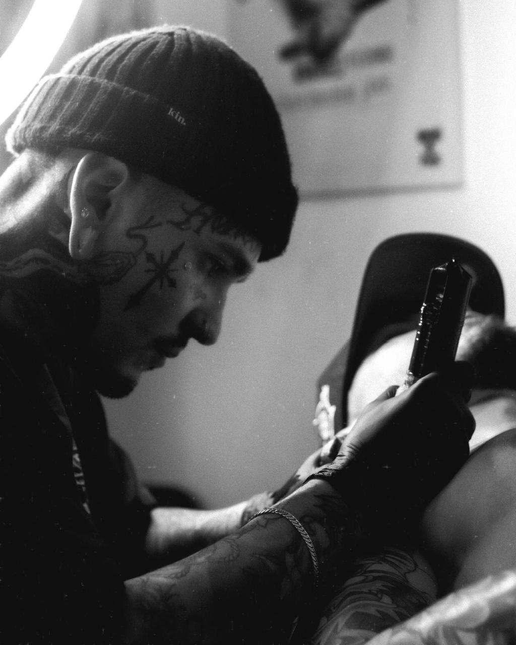 Artist at work black and white